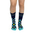 Checker Navy + Teal Diabetic Socks